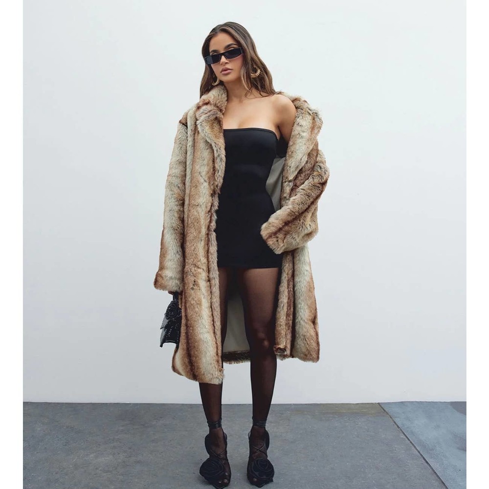 Faux Fur Midi Coat